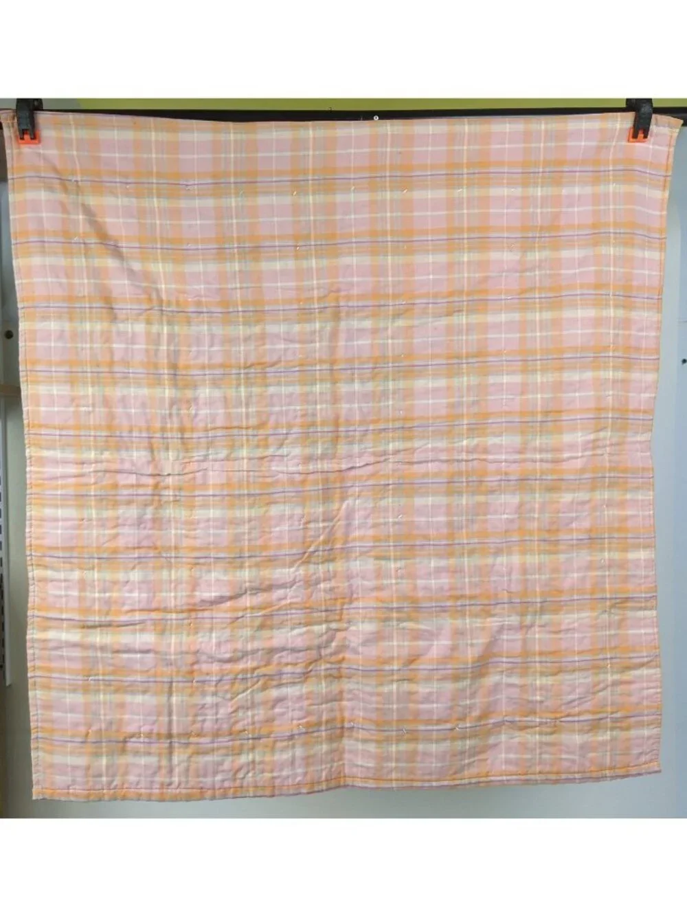 Baby Quilt Handmade Patchwork Plaid 35” x 35